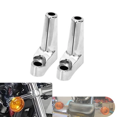 Kit de reubicación de soportes de señal de giro de horquilla delantera cromada de 39 mm para Harley Sportster Foto 1 de 4