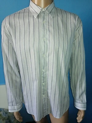 GIANNI VERSACE CAMICIA MANICA LUNGA BIANCA A RIGHE NERE TAGLIA L 100% COTONE - Immagine 1 di 4