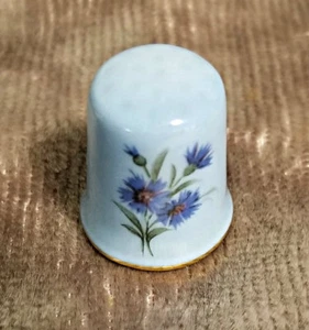 Limoges Thimble - White Porcelain w/Blue Flowers and Gold Trim - New - Picture 1 of 1