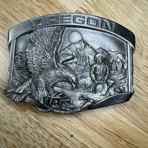 Vintage 80's 1984 **OREGON** Eagle Mining Siskiyou Metal Craft Belt Buckle - Picture 1 of 6