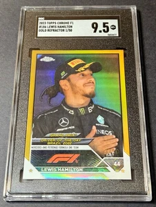 2023 Topps Chrome Formula 1 Gold /50 Refractor F1 Lewis Hamilton #186 SGC 9.5 - Picture 1 of 2