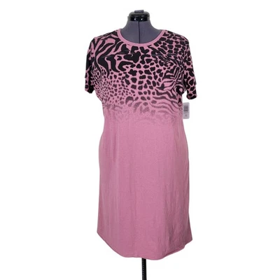 Torrid Lovesick Destructed Dress Size 2 2X 18/20 Pink Black Animal Print New - Image 1 of 4