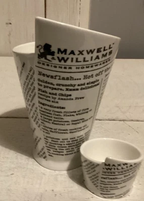 Maxwell Williams designer Ceramics French fries & Sauce Set - Newspaper Print  - Image 1 of 4