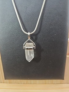Handmade Quartz Crystal Necklace 16in 925 Silver Chain - Picture 1 of 7