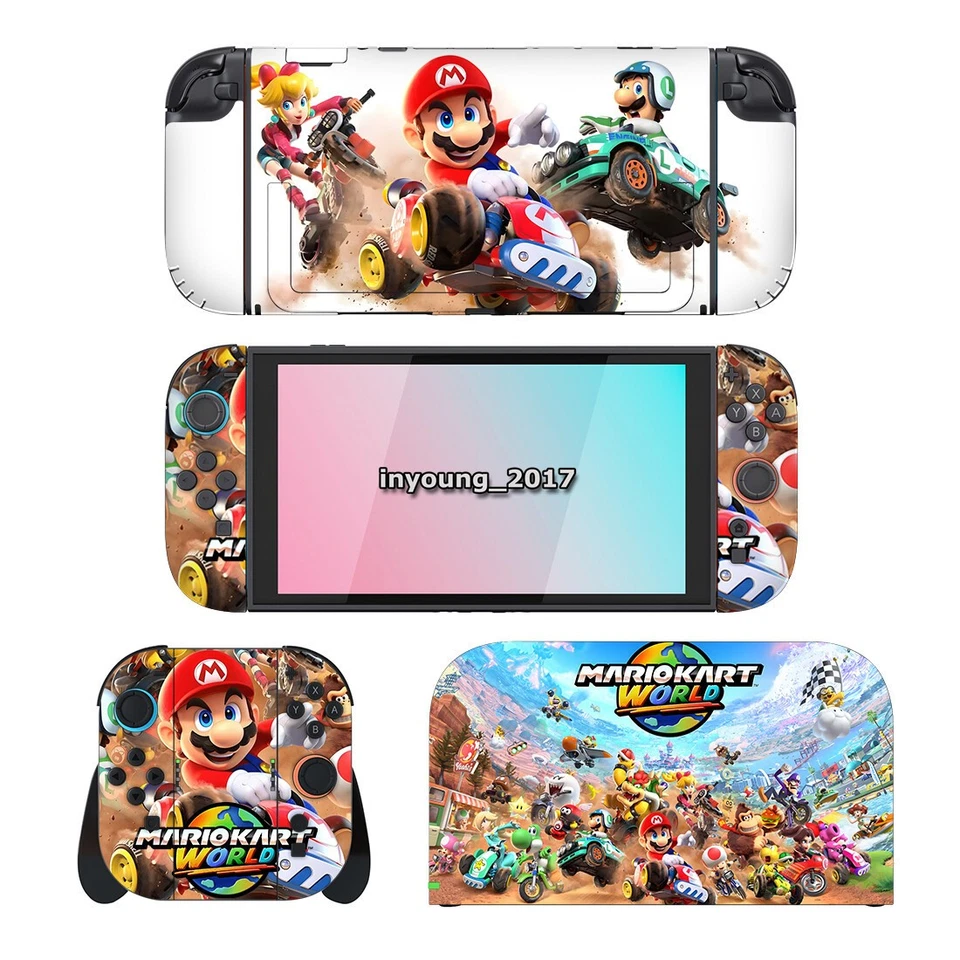 Skin Sticker for Nintendo Switch 2 Console Joycons Vinyl Mario Kart World #2 - Image 1 of 1