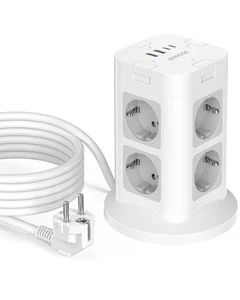 Multiprise 8 Compartiments avec USB C Multiprise avec Interrupteur Individuel... - Photo 1/7