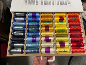 Maderia 360 spools 1000m ea. embroidery thread POLYNEON Neon w/ chart cabinet - Picture 1 of 10
