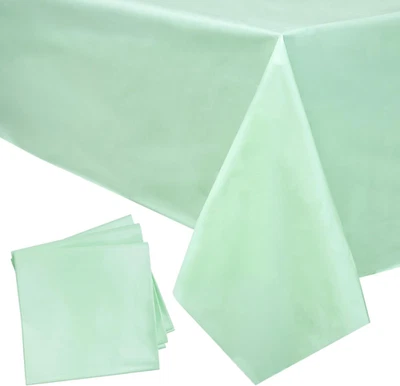 3 Manteles Plastico Verde Menta Rectangular 54x108in Fiesta Cumpleanos Mesa - Image 1 of 4