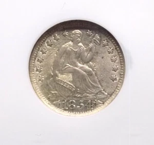1854 "P" Seated Liberty SILVER Half Dime *ARROWS* H10c NGC MS64 #003 Unc ECC&C - Picture 1 of 6