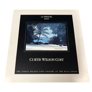 Vintage Curtis Wilson Cost La Perouse Maui Kunstdruck 1986 signiert Strandpalme - Bild 1 von 6