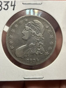 Medio dólar busto tapado estrellas, letras fecha pequeña 1834 en estado bastante bueno SKU: I14900 - Imagen 1 de 2