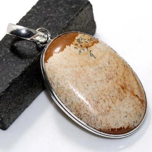 925 Silver Plated Picture Jasper Ethnic Pendant Jewelry Size 2.1" AU e974 - Bild 1 von 3