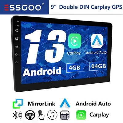 2 DIN 9" Car Stereo 4+64GB Wireless Carplay Android Auto Bluetooth USB Head Unit - Image 1 of 4