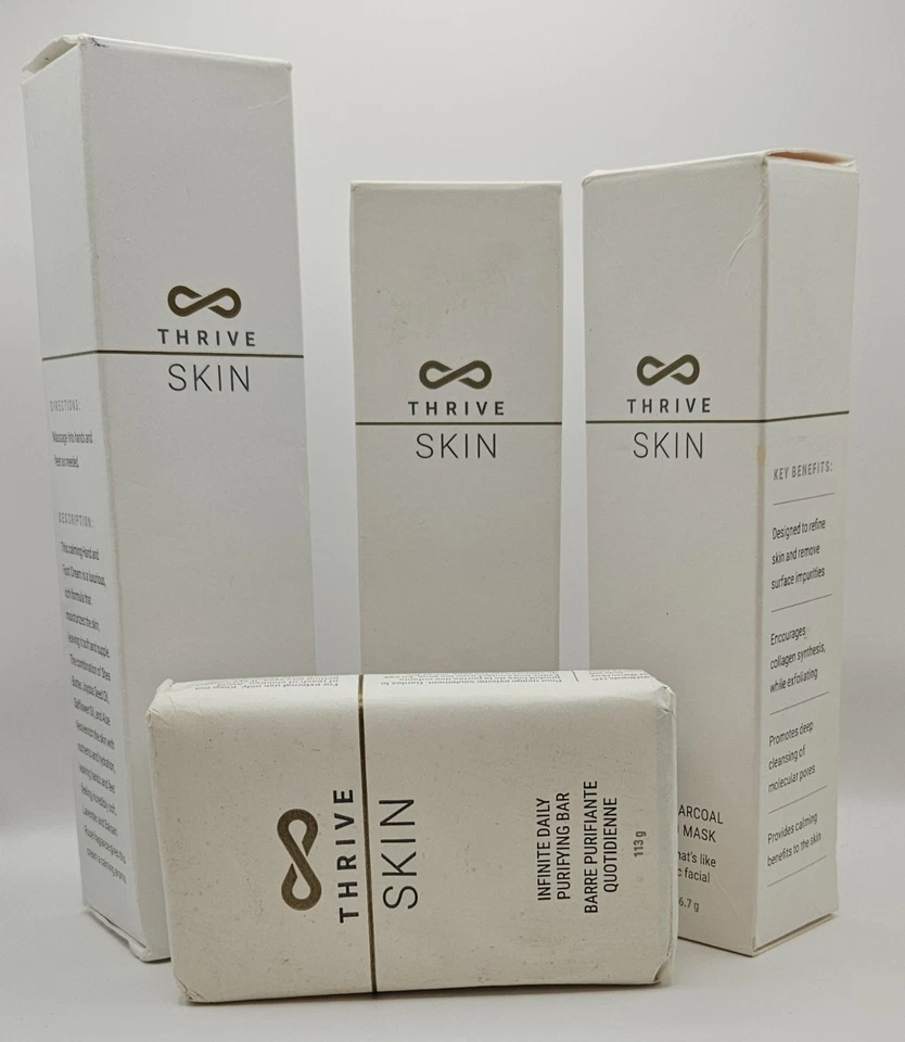 Juego de 4 piezas THRIVE SKIN de Le Vel = jabón purificador, 2 mascarillas de carbón y mano/pie Foto 1 de 1