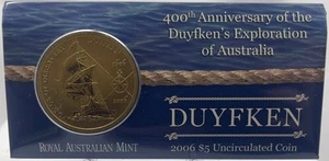 2006 DUYFKEN 400TH ANNIV OF DUYFKEN EXPLORATION $5 UNC COIN CARD  FREE AU POST - Picture 1 of 2