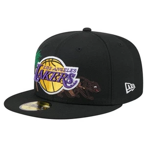 Men's New Era Black Los Angeles Lakers State Stitch 59FIFTY Fitted Hat - Picture 1 of 6