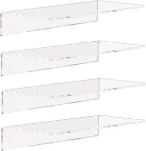 Weiai Clear Acrylic Shelves 12 Inch, Floating Wall Mounted Shelf for Wall Storag - Picture 1 of 12