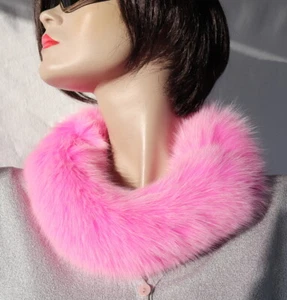Pelz Schal Shadowfuchs Boa Loop Fell Kragen HalsSchmuck Mantel Besatz Candy Pink - Bild 1 von 4