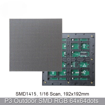 Módulo de pantalla LED exterior a todo color P3 192*192 64*64 píxeles 16 escaneo 3 en 1 RGB Foto 1 de 4