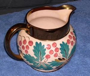 WADE CERAMICS - Harvest Ware Large Pitcher, Floral Pattern & Copper, 5 1/2" - Picture 1 of 1