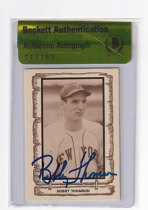 Bobby Thomson 1983 Cramer Baseball Legends Card #115 Beckett Authentic Autograph
