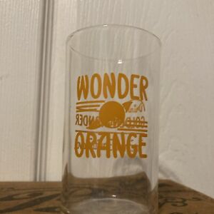 VINTAGE Wonder Orange Glass Soda Pop Fountain Drive-in Says Drink Golden Orange