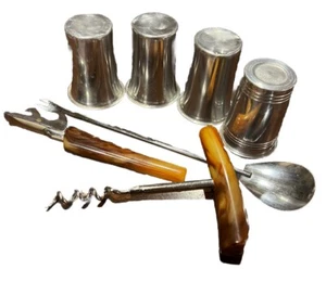 Vintage Bar Tool Set Tortoise Bakelite Bottle Opener Cork Screw Brown - Picture 1 of 7