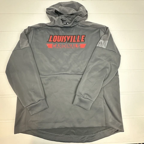 Louisville Cardinals Adidas Hooded Sweatshirt Mens 2XL Gray Hoodie Cover