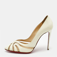 Christian Louboutin Cream Leather And Net Pumps Size 39