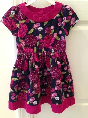 Hermoso Vestido de Niña Gymboree Flores Púrpura Magenta Pana Vacaciones 4T Foto 1 de 4