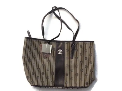 Bolsa de mão listrada logotipo Giani Bernini nova com etiquetas - Imagem 1 de 4