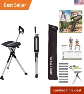 Bastone da Escursionismo Portatile Pieghevole in Alluminio con Sedile Antiscivolo per Campeggio Viaggio - Foto 1 di 10