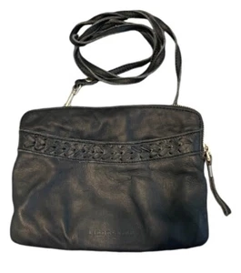 Liebeskind Berlin Black Leather Crossbody Bag Braided Trim Purse - Picture 1 of 5