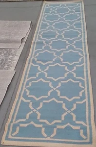LBLUE / IVORY 2'-6" x 10'-0" Back Stain Rug Reduced Price 1172763519 DHU545B-210 - Picture 1 of 4