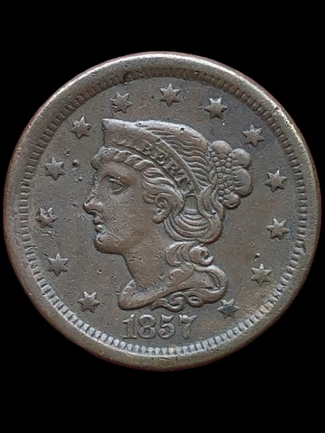 1857 Small Date Braided Hair Large Cent CH AU Detail WE COMBINE ON SHIPPING Cover