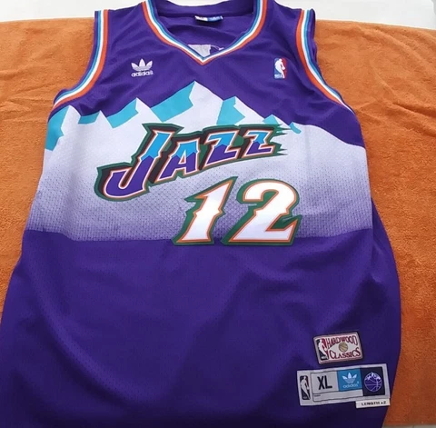 Utah Jazz John Stockton Adidas Jersey Hardwood Classics Size | XL + 2 Purple Cover