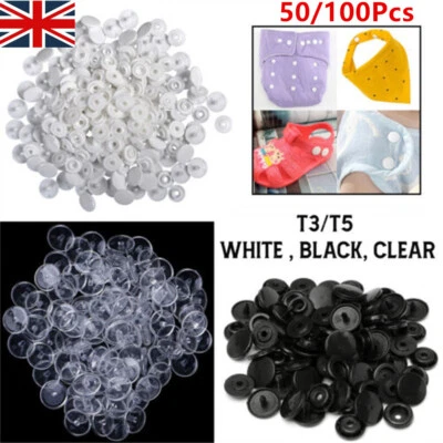 50-100X T3 T5 Kam Snaps Buttons Poppers Press Stud Crafts Fasteners Quilt DIY, - Image 1 of 4