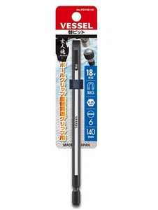 VESSEL 1/4" SHANK DRIVER BIT (SLOTTED 6mmx140mm) PD166140 MADE IN JAPAN - Picture 1 of 3