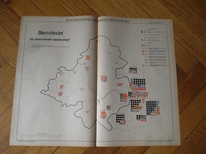 Historische Karte - Arbeitsverteilung Industriezweige in Oberschlesien Ende 1921 - Bild 1 von 1
