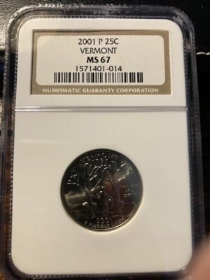 2001 P VERMONT STATE QUARTER NGC MS67 BUSINESS STRIKE - Image 1 of 2