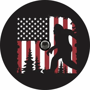 SASQUATCH FLAG Tire Cover with BACKUP CAMERA us-made - Picture 1 of 6