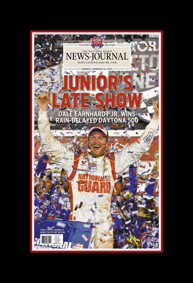 FOTO ENMARAÑADA DE LA PORTADA DEL PERIÓDICO DALE WONHARDT, JR. WINS DAYTONA 500 Foto 1 de 1