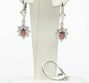 Sterling Silver 925 Flower Cz Stone Cubic Zirconia Earrings - Picture 1 of 25