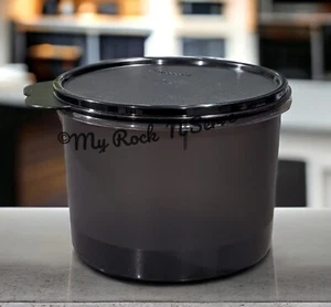 Tupperware Bote Redondo Apilamiento Anidación Almacenamiento 7 Tazas Tapa Sellada Negra Nuevo - Imagen 1 de 3