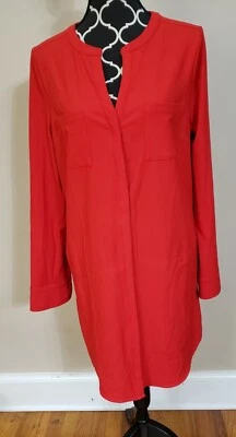 Vestido camisero Merona para mujer grande rojo gris botones completos bolsillos delanteros  Foto 1 de 4