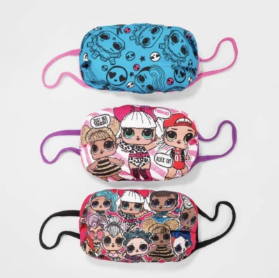 LOL SURPRISE FACE MASK Cover 3-PACK L.O.L SET of 3 Fashion Kids Girls - Image 1 of 4