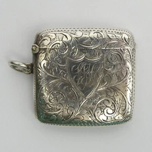 EDWARDIAN SILVER VESTA CASE MATCH SAFE BIRMINGHAM 1902 - 24 GRAMS - Picture 1 of 5