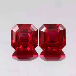 Par de piedras preciosas sueltas Asscher de Mozambique rubí rojo natural de 14 quilates con certificación EGL - Imagen 1 de 4