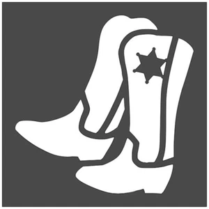 4"x4" Clear Plastic Stencil - Boots w/Star Western (RO590) - Picture 1 of 2