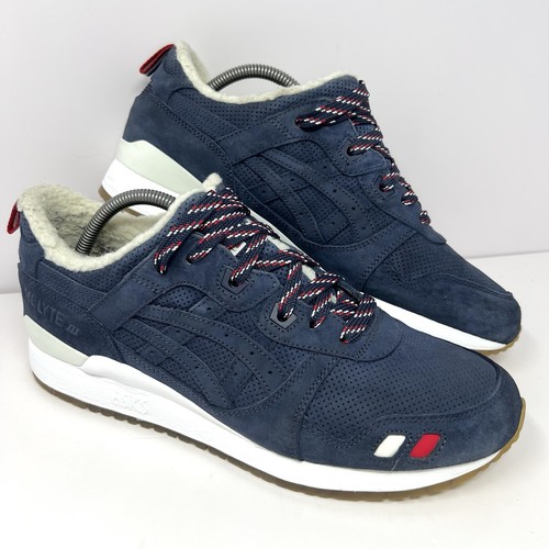 Sneaker KITH x Moncler x ASICS uomo Gel Lyte III taglia 10 sneaker blu scamosciato sherpa